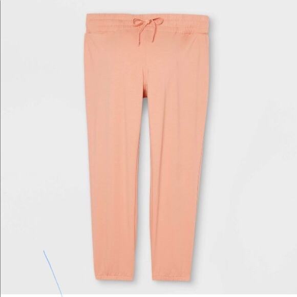 Ingrid & Isabel Match Back Maternity Jogger Pants NWT Sz L peach tangerine - Picture 1 of 3